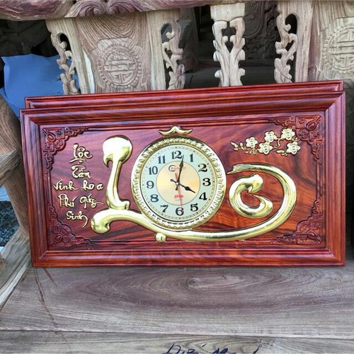 Tranh Đồng Hồ Gỗ Hương Đỏ Chữ Lộc